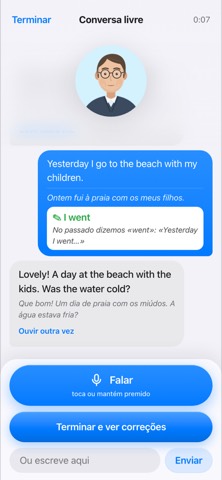 Conversa com o professor, com uma correção